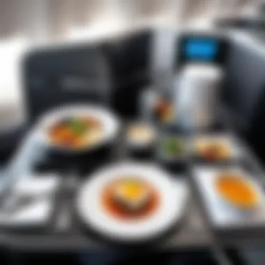 Business class gourmet dining experience