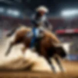 Mastering the Arena: Champion Bull Rider in Full Flight Champion Bull Rider in Action
