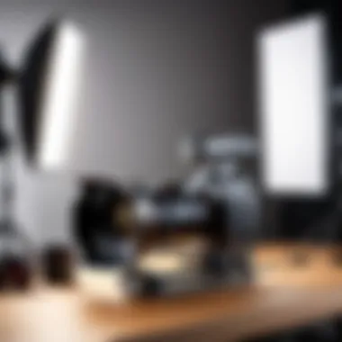 Professional Camera Setup and Lighting Techniques High-quality camera setup with lighting equipment in a studio