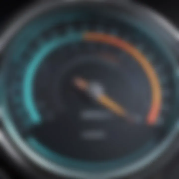 Vibrant illustration depicting a computer speedometer scaling up for performance enhancement