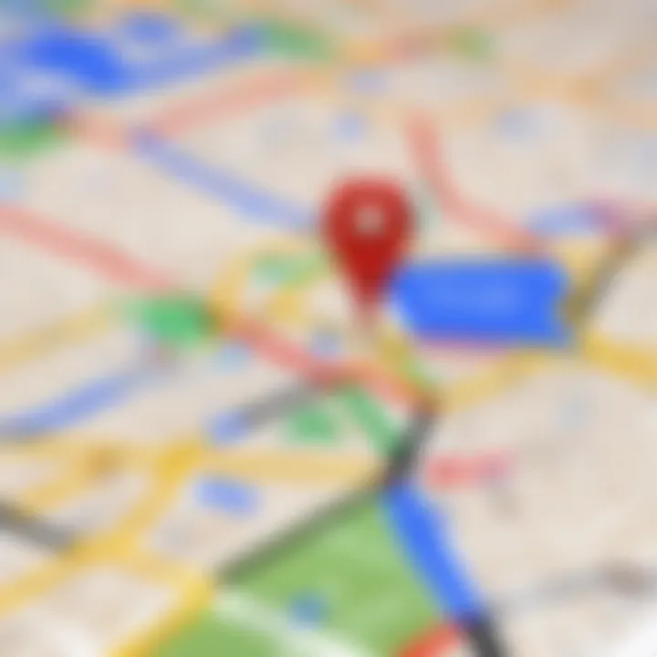 User interface of Google Maps with markers