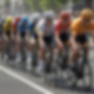 Cyclist Leading the Pack in Road Bike Race