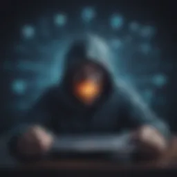 Illustration depicting a sinister antivirus software deceiving a user