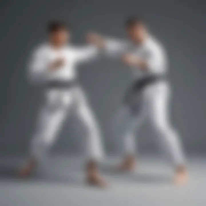 Karate combatants showcasing skill and precision