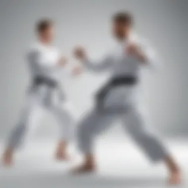 Intense karate match displaying strategic prowess