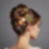 Elegant hair bun with floral accent