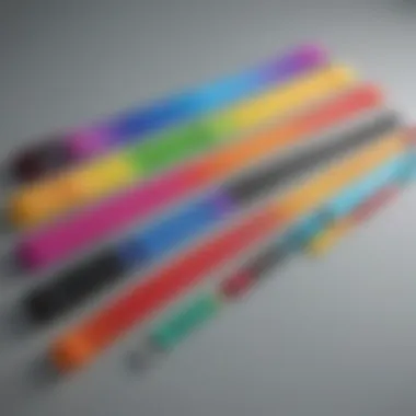 Colorful array of karate belts displayed in ascending order