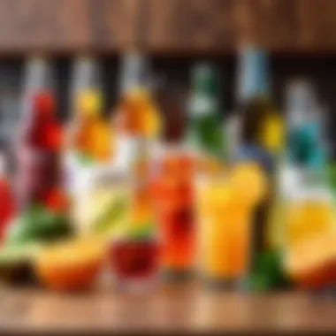 Diverse Selection of Low Carb Beverages Variety of Low Carb Alcoholic Drinks in Stylish Setting