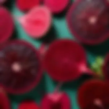 Aesthetic Appeal: The Alluring Textures of Beetroots Beetroot slices showcasing rich colors and textures