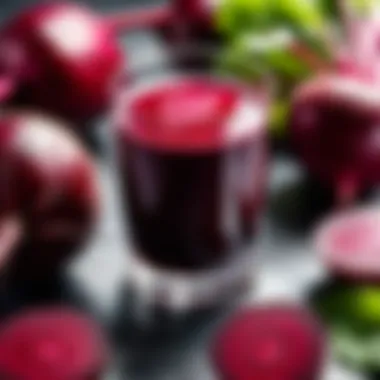 Refreshingly Healthy: The Essence of Beetroot Juice Fresh beetroot juice in a glass with ingredients around it