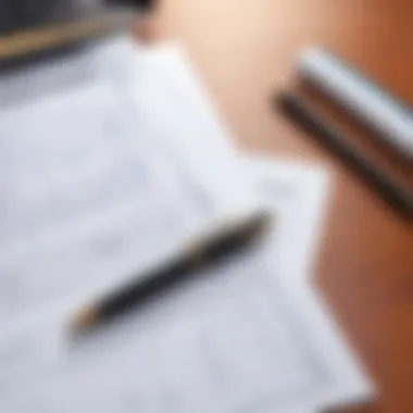 Traditional paper surveys with pens on a table
