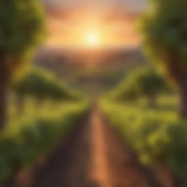 Grape Vineyard at Sunset