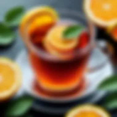 Nourishing your body and mind with a warming elixir A steaming cup of herbal tea with citrus slices