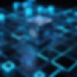 A visual representation of blockchain technology with interconnected blocks.