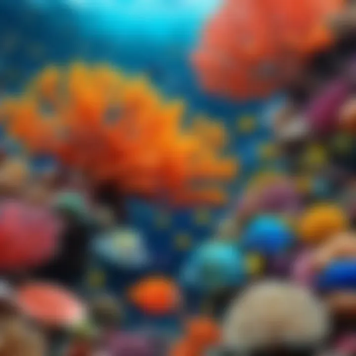 A vibrant coral reef showcasing diverse marine life