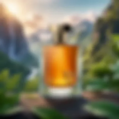 Luxurious eau de toilette bottle against a backdrop of nature