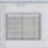 Detailed view of Excel grid with cells highlighted for floor plan design