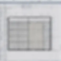 Detailed view of Excel grid with cells highlighted for floor plan design