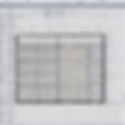 Detailed view of Excel grid with cells highlighted for floor plan design
