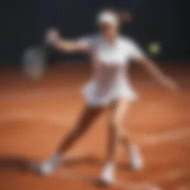 Tennis player executing a powerful serve on the court