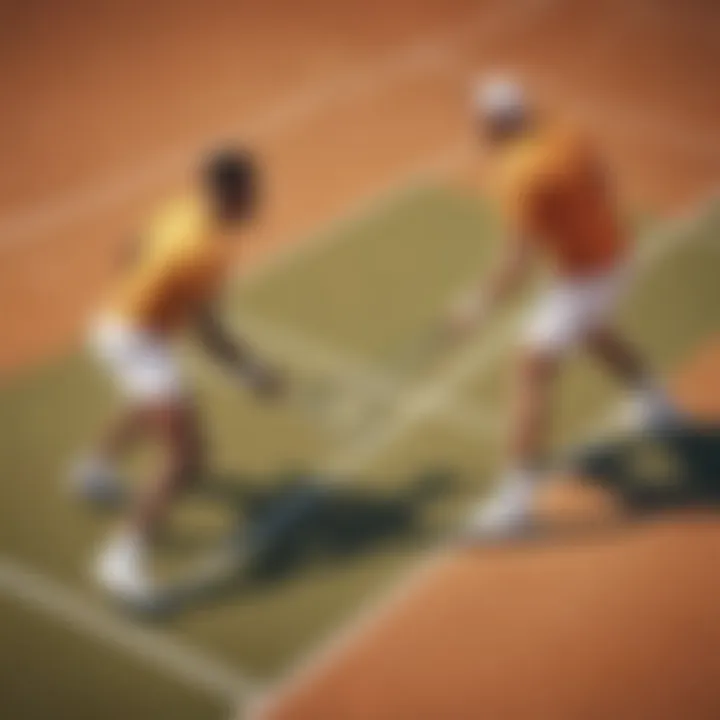 Two tennis players engaged in a strategic match