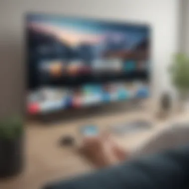 Smart TV screen displaying media content from a phone