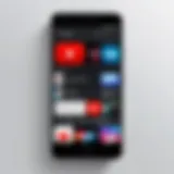 Smartphone displaying YouTube interface