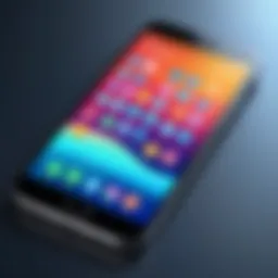 A smartphone displaying a vibrant mobile marketing advertisement.