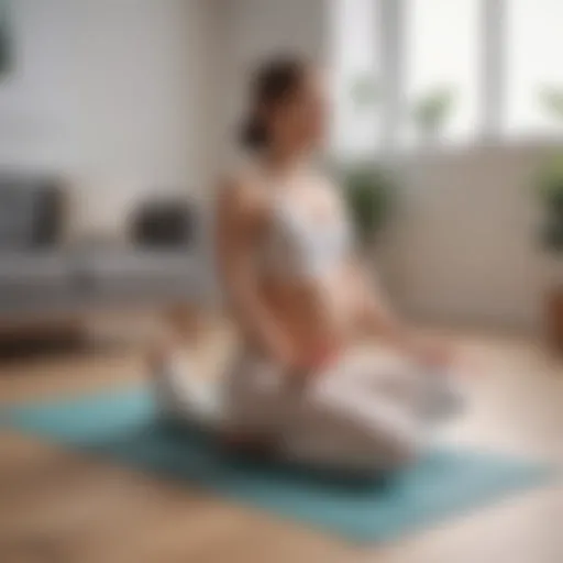 Pregnant woman practicing yoga to alleviate restless legs