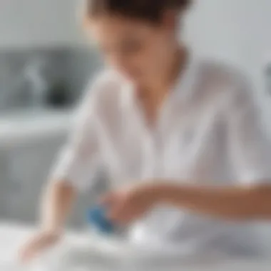 White shirt being gently scrubbed with eco-friendly detergent