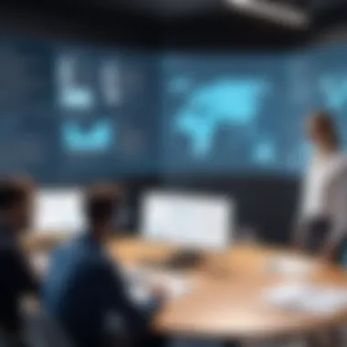 Collaborative Virtual Meeting A team collaborating over a virtual meeting platform with notes and documents visible