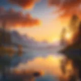 Sunrise over a tranquil lake