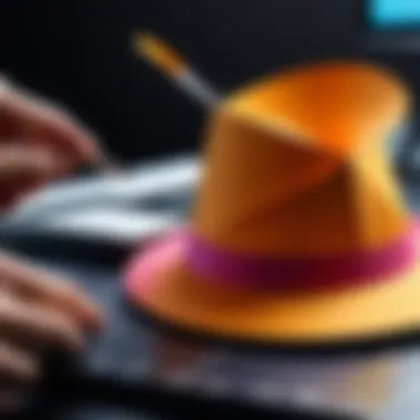 Craftsmanship in Paper Hat Creation A close-up of a skilled artisan crafting a colorful paper hat.
