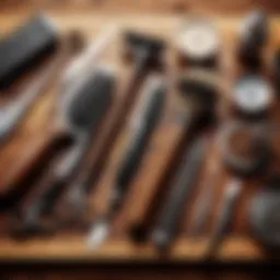 Traditional barber tools laid out on a wooden table