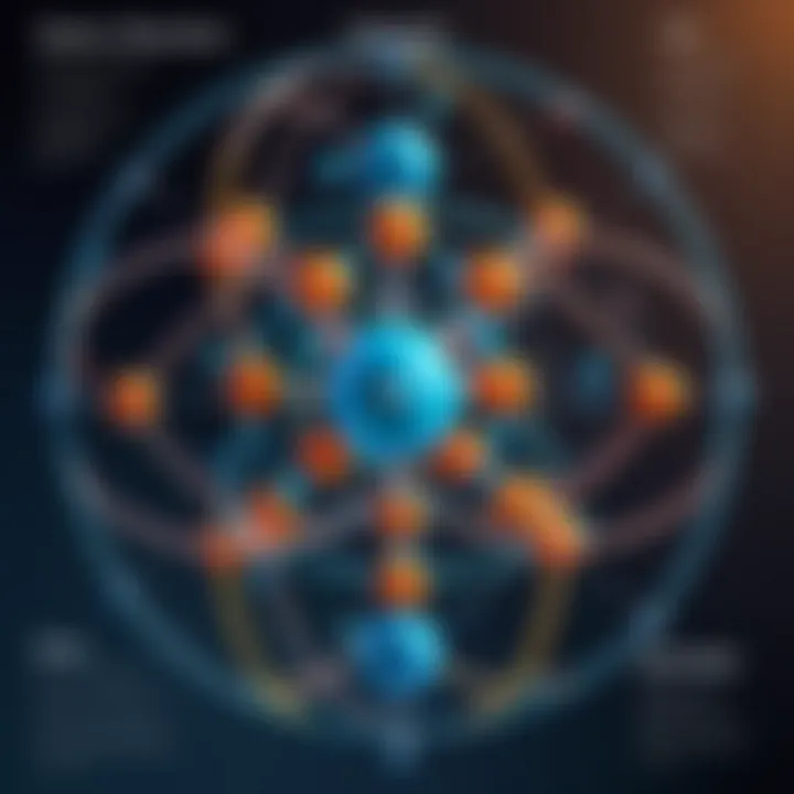 Illustration of atomic structure showing protons, neutrons, and electrons