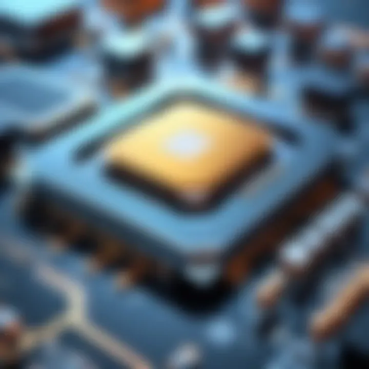 A futuristic depiction of emerging trends in the semiconductor industry.