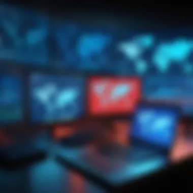 Diverse Cyber Threat Landscape Illustration of various cyber threats