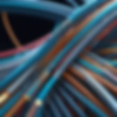Intricate Design of Fibre Optic Cables Close-up of fibre optic cables showcasing their intricate design
