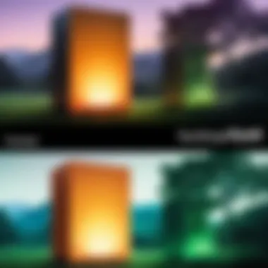 Before and after comparison of an image with hue adjustment