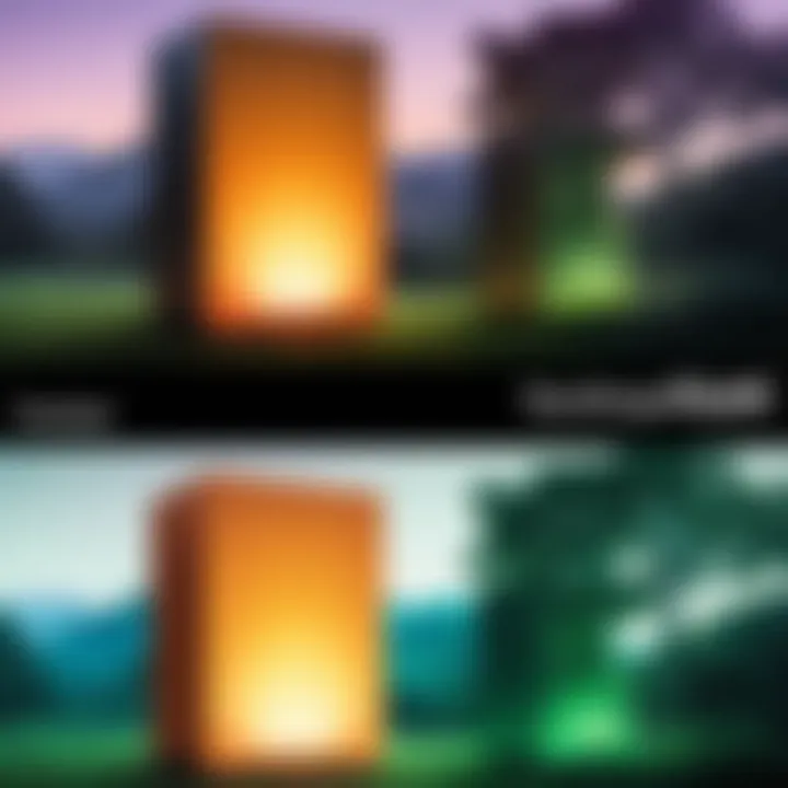 Before and after comparison of an image with hue adjustment