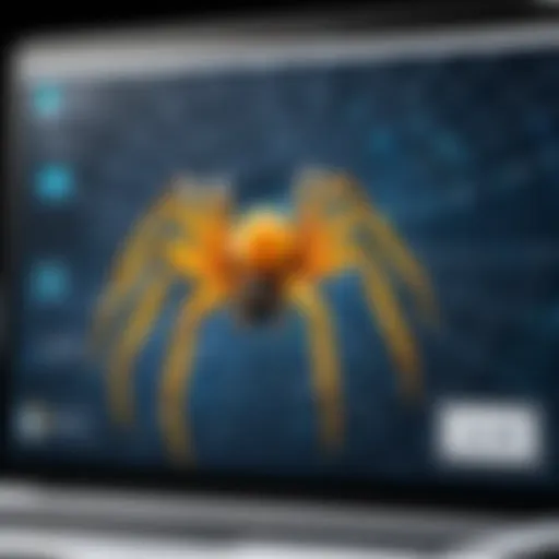 A diagram illustrating the process of spider crawling on a website
