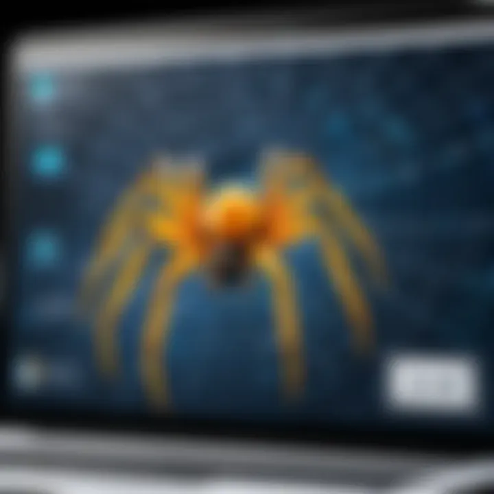 A diagram illustrating the process of spider crawling on a website