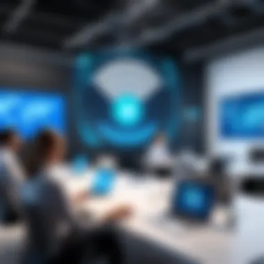 The Role of WiFi in Professional Environments Business meeting with wireless devices and presentations