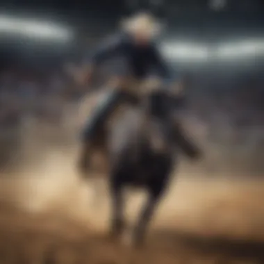 Dynamic Action of Bull Rider Holding Rope